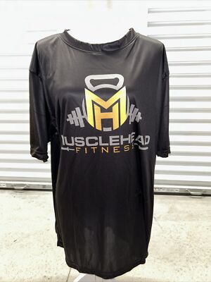 Musclehead Fitness Brand Workout Shirt Gym Lifting Train Stretch Black XXL 2XL