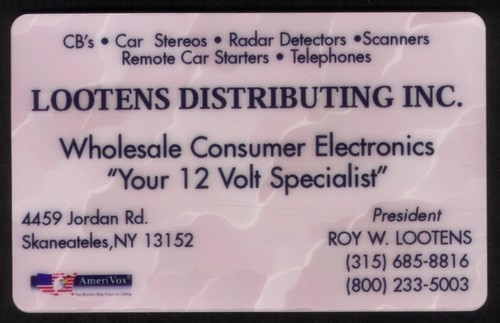 Lootens Distributing Inc Wholesale Consumer Electronics (NY) SPECIMEN Phone Card