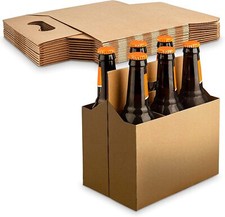MT Products Brown Cardboard 6 Pack Drink Carrier/Bottle Holder - Pack of 10