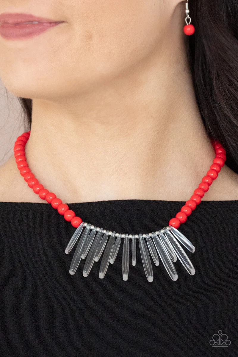 Paparazzi Icy Intimidation Red Necklace Set NEW RELEASE 2021