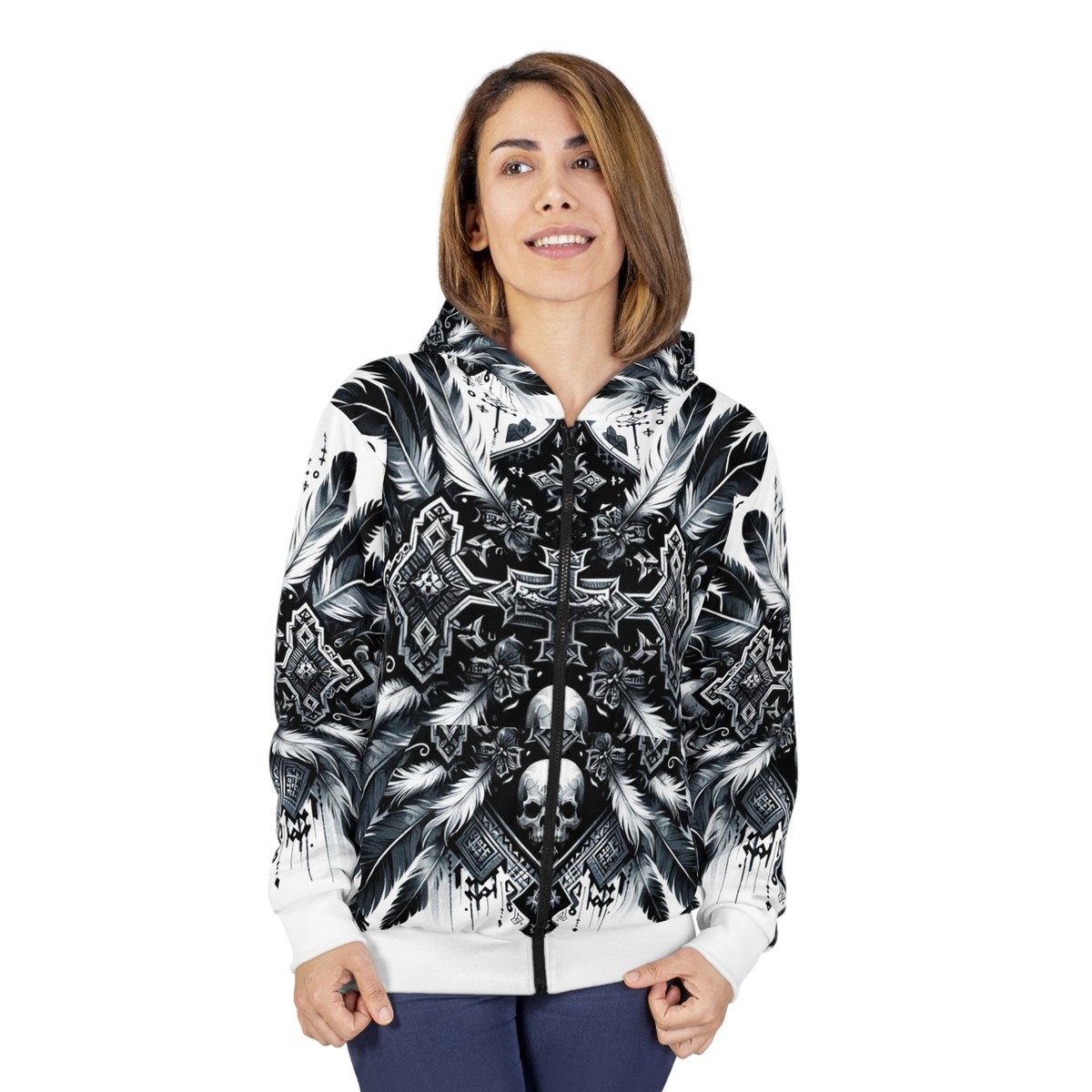 Unisex Full Zip Hoodie All Over Print Y2K Cyber Mall Goth