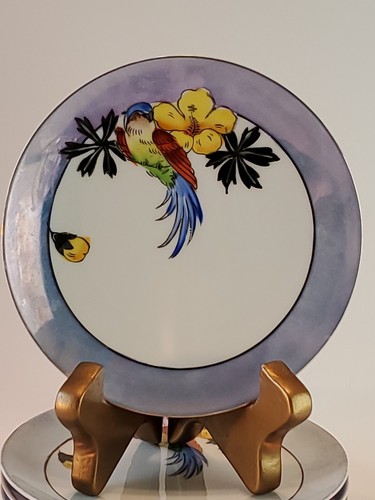 Noritake N3401 Glanz 6" Brot/Butter Teller handbemalt Papagei & Hibiskus 4S EUC - Bild 2 von 12