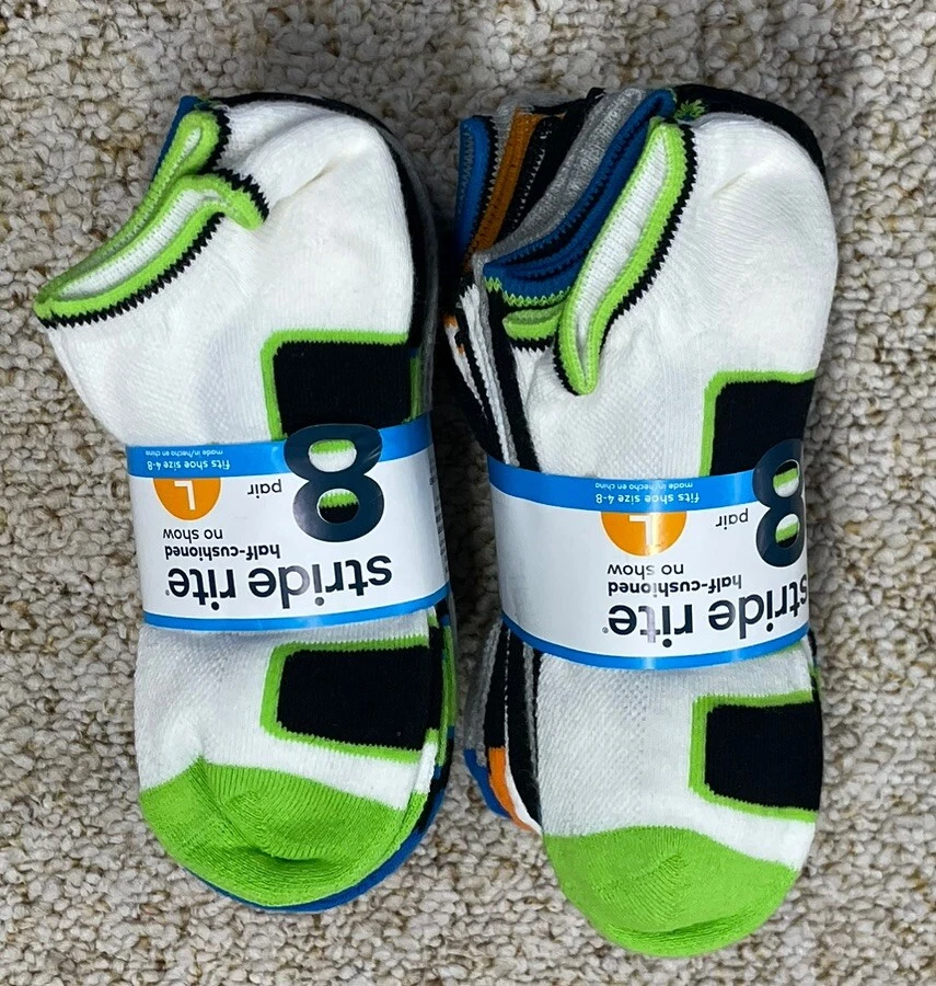 Calcetines Stride Rite Niños Algodón No Show 16 Pares Zapatos Grandes 4-8 Foto 4 de 4