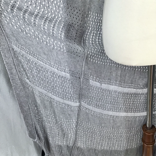 Women's Skies Are Blue Sweater Duster L Gray Lagenlook Boho Lace Open Knit Cozy - Picture 13 of 17