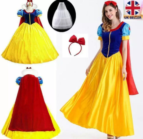 Adult Ladys Snow White Dresses Cosplay Princess Book Day Costume Party Dress UK@ - Picture 2 of 12