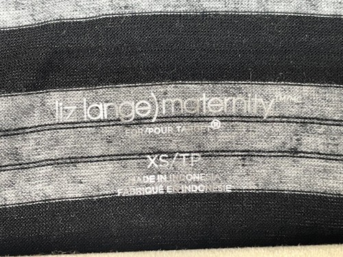 Liz Lange Maternity Women's Black and Gray Striped Round Neck Blouse XS/TP USED - Picture 2 of 5