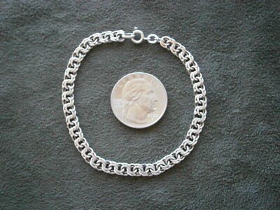 FBM Hammered Flat Double Curb Chain Vintage 835 Silver
