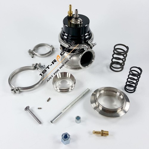 Black 60mm External Wastegate Actuator+Inlet Outlet V-Band Clamp Flanges 24PSI - Foto 5 di 5