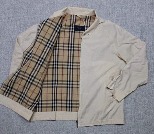 Burberry London Beige Men's 90s Nova Check Bomber Jacket Made in England Size M