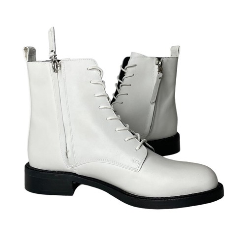 Sam Edelman Nina Bright White Lace Up Leather Man Made Upper Combat Boots Size 7 - Picture 11 of 12
