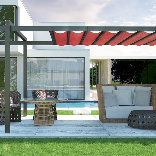 12 pies rojo borde recto impermeable sombrilla vela bloqueador UV patio cubierta piscina - Imagen 5 de 7