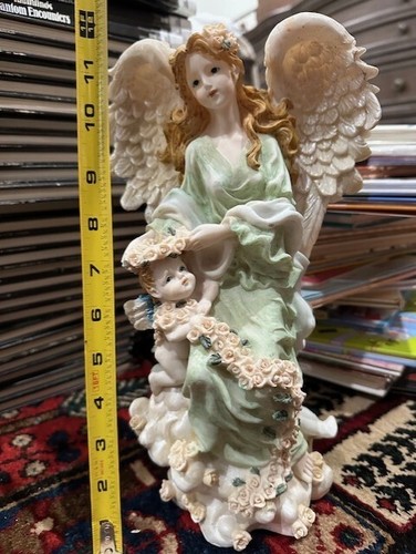 Vintage Guardian 12” Angel Watching Over Children Figurine Statue - Picture 3 of 17
