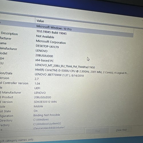 Lenovo Thinkpad T450 14" Laptop i5-5300u 8gb Ram 180gb SSD Windows 10 Pro - Picture 6 of 7