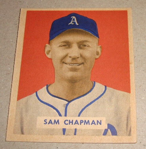 1949 Bowman #112 SAM CHAPMAN Philadelphia ATHLETICS no creases VG-EX or better - Picture 3 of 4