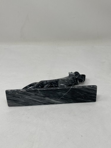 VINTAGE HANDCRAFTED QUARTZ ONYX STONE TIGER JAGUAR PANTHER FIGURINE - Picture 9 of 9