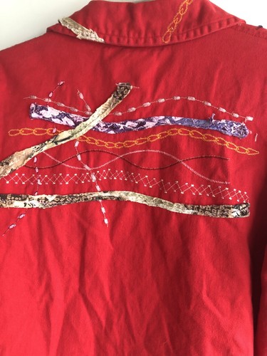 Coldwater Creek Women Size Medium Cotton Red Jacket Embroidered Lined - Picture 5 of 5