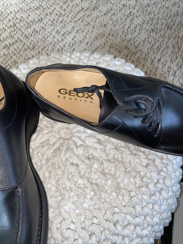 New In Box Men’s Geox Black Leather Lace Up Shoes Size 44 - Picture 6 of 10