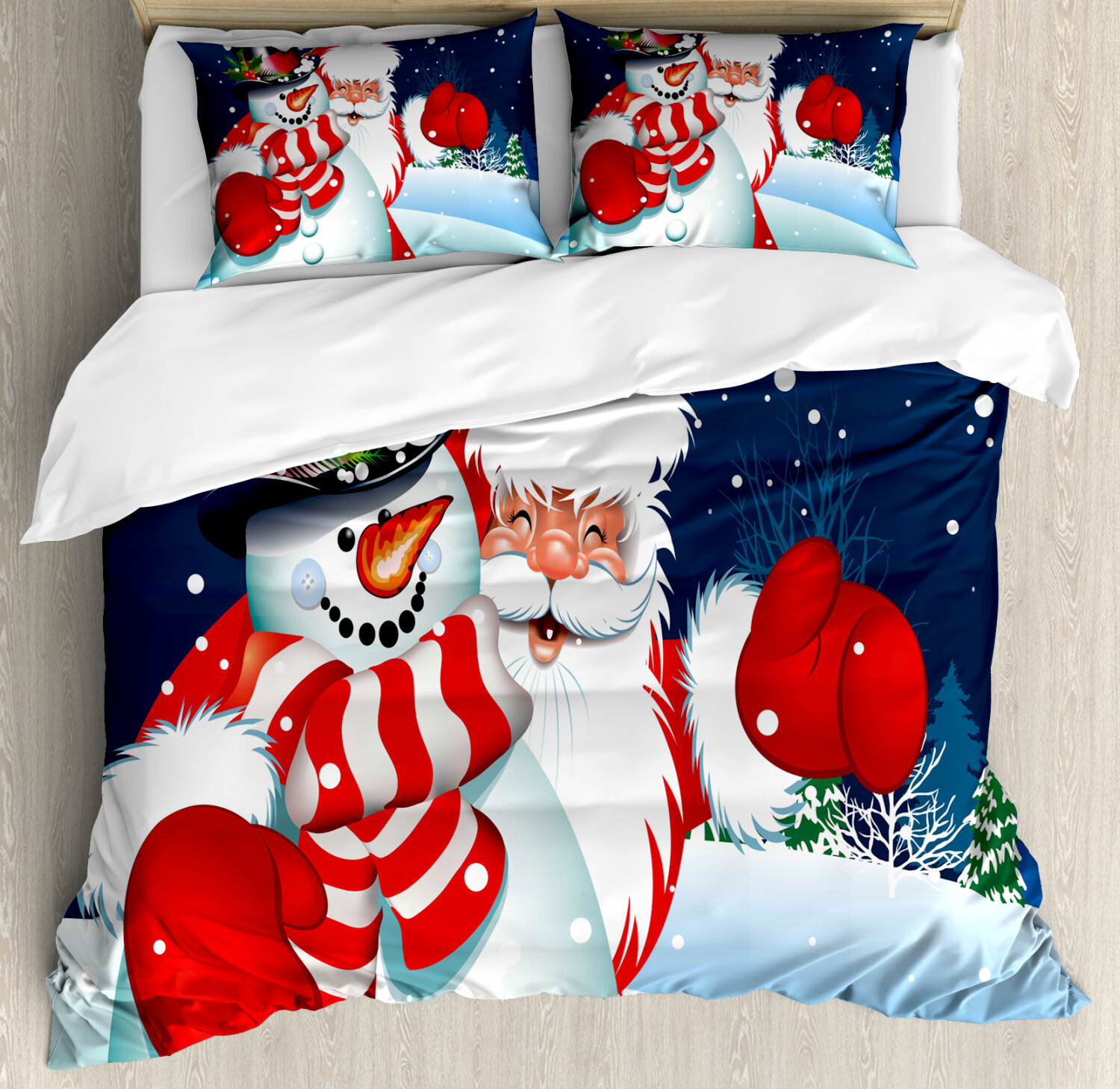 Twilight Santa Christmas Duvet Cover and 2 Pillowcase Set Double Beige