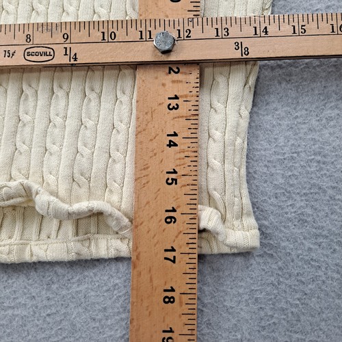 Vtg Jeanne Pierre Shirt Woman Large Yellow Cable Knit Academia Schoolgirl Y2K - Picture 6 of 7