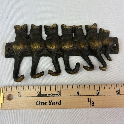 Vintage Style Cast Iron Cat Tail Wall Hook Keys Jewelry Rustic Bronze Finish - Picture 5 of 6