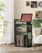 VASAGLE Record Player Stand, 3-Tier Side Table, Vinyl Record Storage