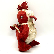 Vintage 1950s Gund RED ROOSTER White Wings Chicken Doll Plush Animal - 12"