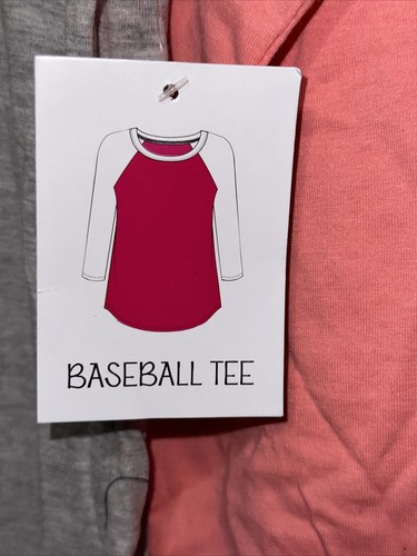 Bobbie Brooks Weekend Vibes 3/4 Sleeve Baseball Tee Gray & Coral Sz S Small NWT - Picture 5 of 12