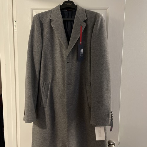 Tommy Hilfiger Men's Addison Wool-Blend Trim Fit Overcoat Light grey 40R BNWT - Picture 2 of 11