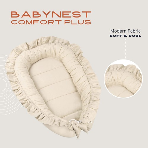 Babynest mit rüschen Babynestchen für Baby Kuschelnest Babykokon für Säugling... - Picture 5 of 9