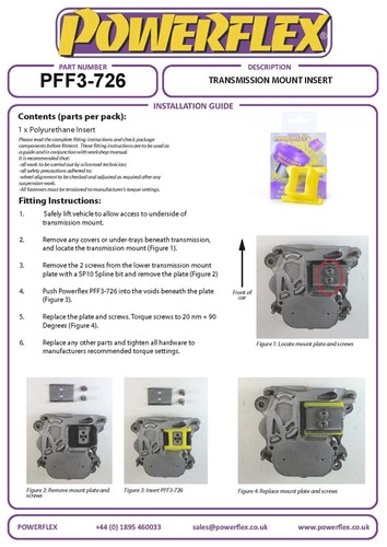 Powerflex Transmission Mount Insert (Diesel) for Audi S6 C7 (12-18) PFF3-726R - Picture 3 of 12