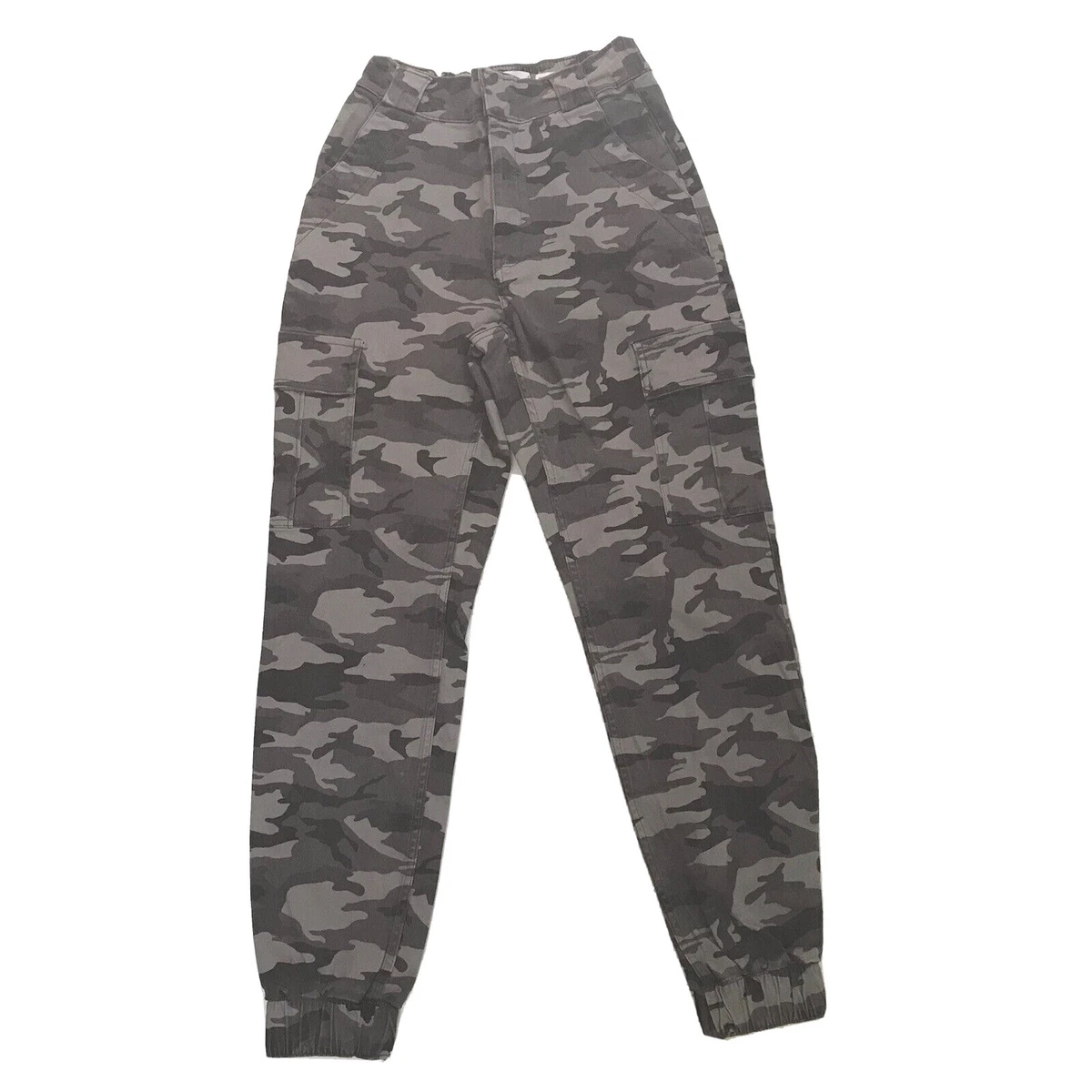 Hollister Joggers Camo Small Cargo Gray Ultra High Rise Cotton Hipster Pants S