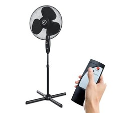 Ventilatore a piantana potente 50W pale 40 cm silenzioso telecomando timer nero