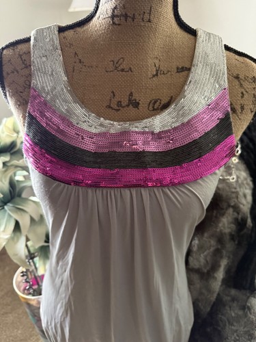 Y2K Max & K, Top de lentejuelas, cuentas sin mangas, vestido sin mangas, blusa talla grande - Imagen 17 de 24