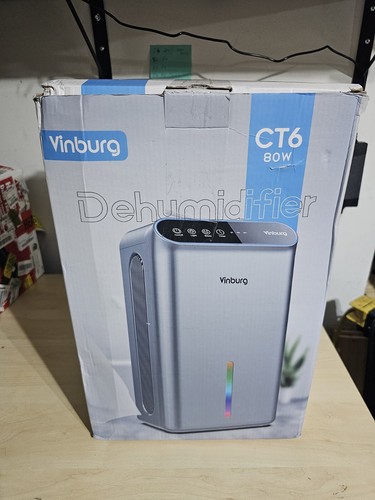 Vinburg Mini Dehumidifier Home 85OZ Water Tank 800 sq ft Auto Shut Off Timer LED - Picture 2 of 9