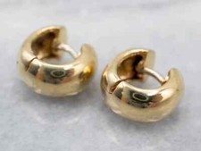 Solid 14K Yellow Gold Plated Women's Huggie Hoop Earrings