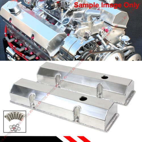 SBC Chevy Fabricated Aluminum Tall Valve Covers W/ Short Bolt- 283 327 350 400 - Picture 2 of 3