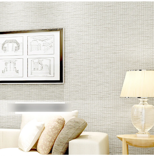 Modern Simple Straw Linen Wallpaper Non-woven Grey Wall Paper Roll Bedroom Decor - Picture 15 of 28