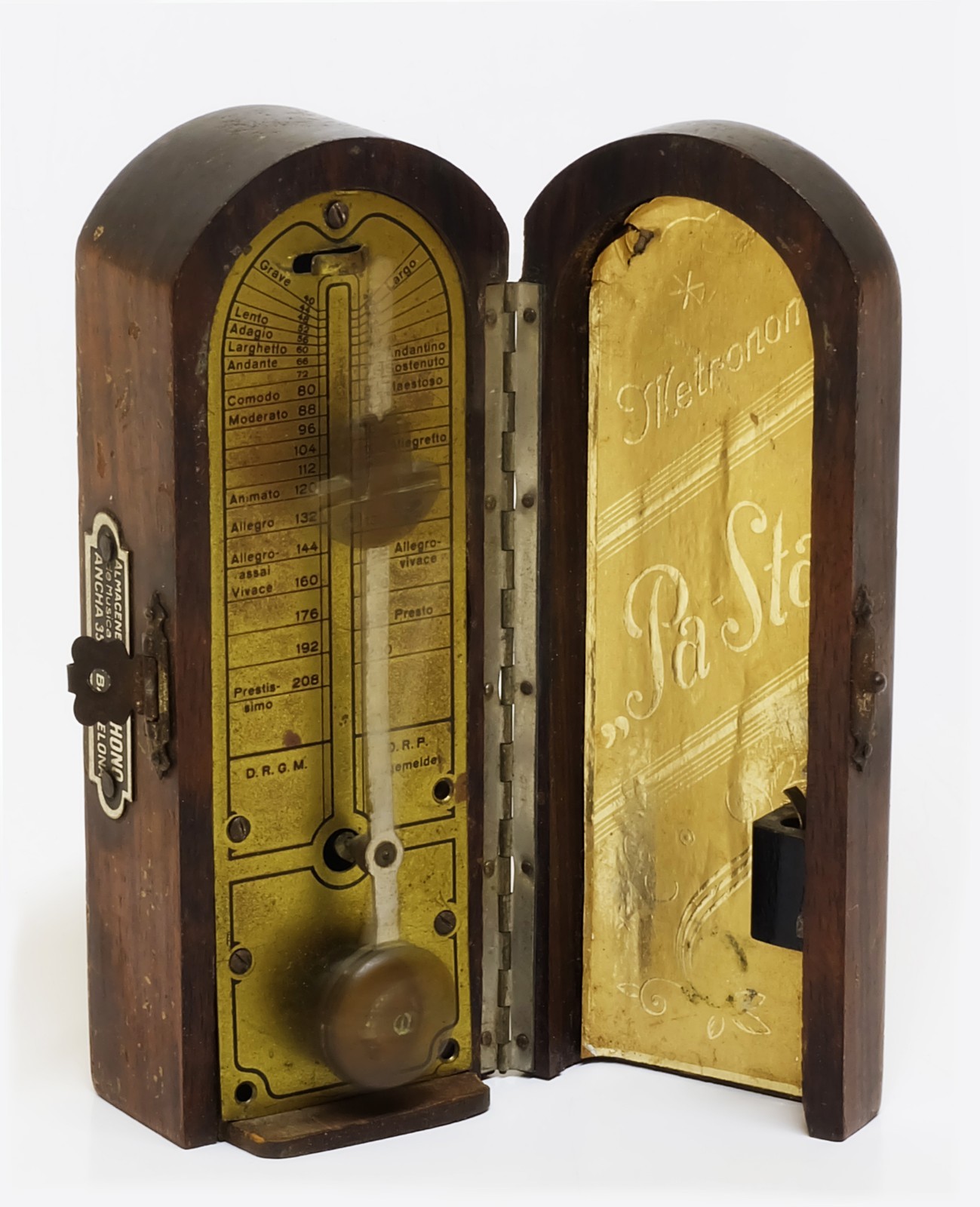 1900c Antiguo Metrónomo de bolsillo Pa-Sta en estuche de madera 1900c Antiguo Metrónomo de bolsillo bolsillo bolsillo Pa-Sta en estuche de madera b3f52f