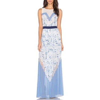 NEW 499 BCBG MAXAZRIA DRESS GOWN Katherine PLEATED BLUE WHITE XXS XS S 0 2  4 6 | eBay