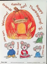  SUZY'S ZOO PUMPKIN/MICE FALL/THANKSGIVING STICKER SHEET #9878