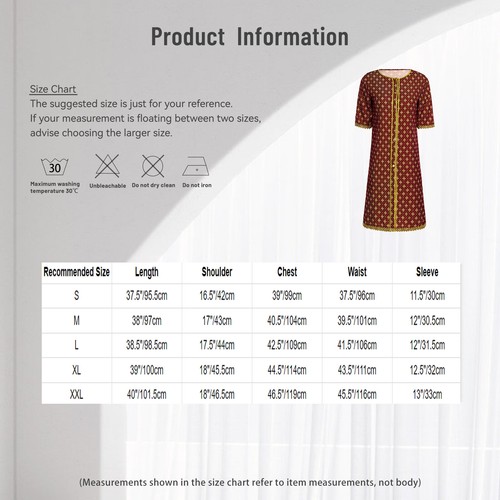 Women Tunic Wedding Dress Elegance Costume Print Gold Trim Modern Half Sleeve - Picture 38 of 55