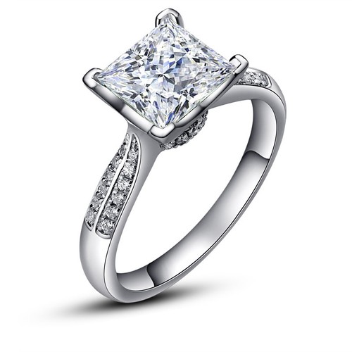 Anillo de compromiso de boda de plata 925 para mujer de 2 quilates corte princesa AAA CZ CZ TALLA 4-9 - Imagen 2 de 21