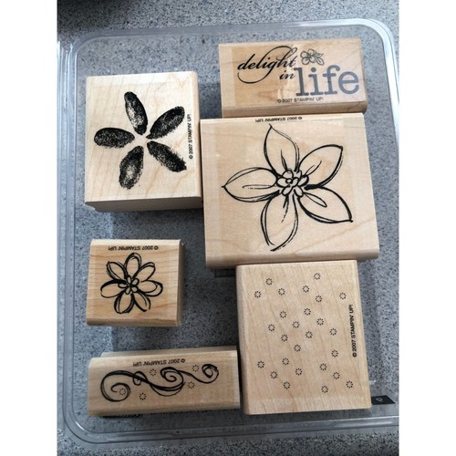 Juego de 6 estampillas de goma Stampin' Up Delight In Life vintage 2007 - Imagen 2 de 3