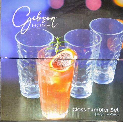 Gibson Home Juego de 4 vasos de vidrio con patrón de burbujas de 16 oz vasos de té helado nuevo en caja - Imagen 3 de 5