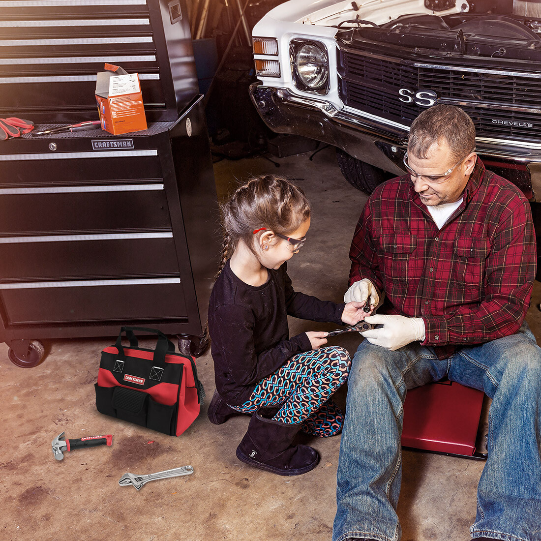 Craftsman 8PC Kids Junior Tool Set Real Tool Accessories Tool Bag For