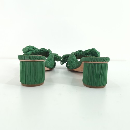 Loeffler Randall Women's 6 Emilia Heel Emerald Green Pleated Bow Sandal Knot REF - Picture 7 of 9