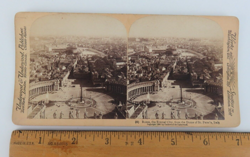 Rome The Eternal City from the Dome of St. Peter's Italy 1897 Stereoscopic Card - Picture 5 of 5