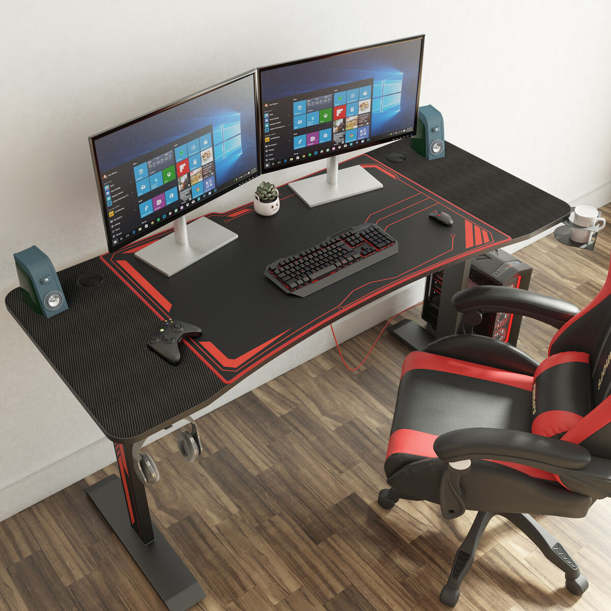 47/55/63” Game Table Gaming Desk Home Office Computer Carbon Fiber PC  T-Shaped