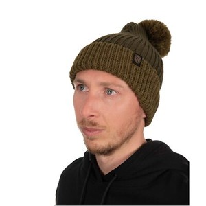 Fox Heavy Knit Bobble Olive CHH014 Mütze Bommelmütze Wintermütze