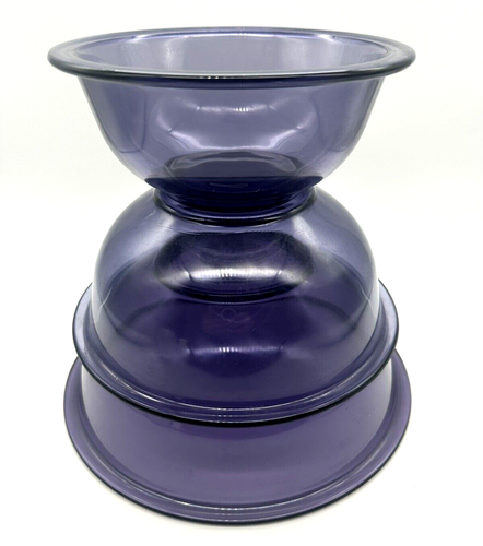 Set of 3 Vintage Pyrex Purple Amethyst Glass Nesting Mixing Bowls 322 323 325 - Picture 5 of 11